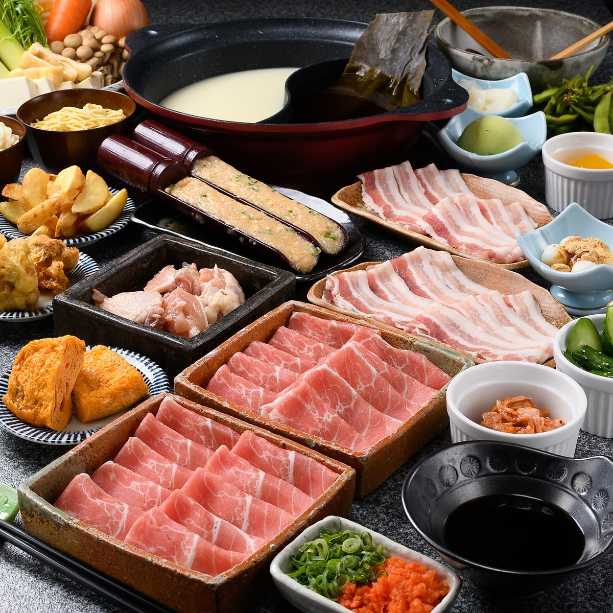 豚バラ・豚ロースしゃぶしゃぶ食べ放題飲み放題付き3300円！