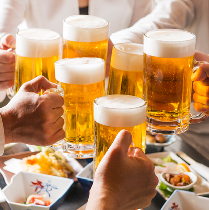 生ビールもOKな嬉しい飲み放題♪当日利用もOK♪