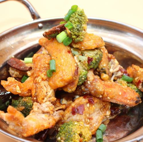 大エビの四川風干し鍋