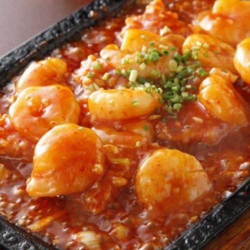 エビチリの鉄板焼き