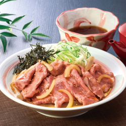 Miyazaki beef and green onion soba