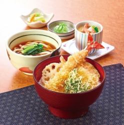 Large shrimp tempura bowl set