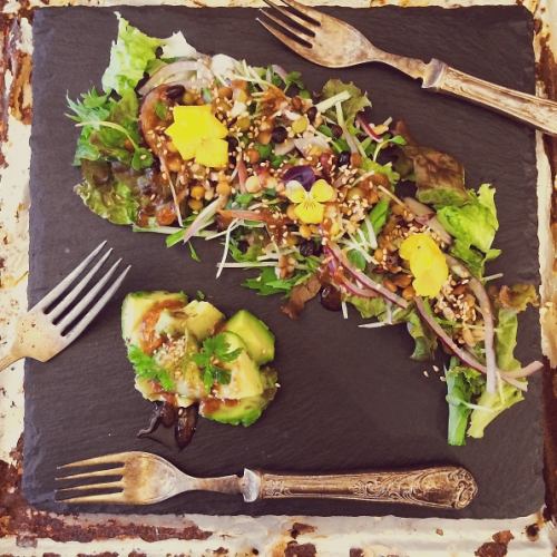 紫野菜のビオワルンサラダ-梅肉ドレッシング