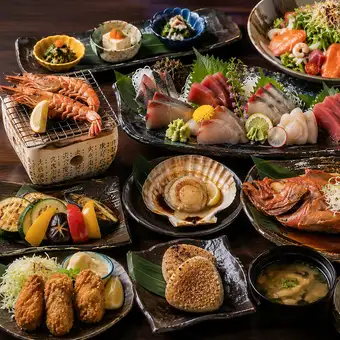 【３H飲放】海老や帆立に牡蠣×選べるキンキの逸品やお造り七点盛『大漁』全11品8980円⇒8000円