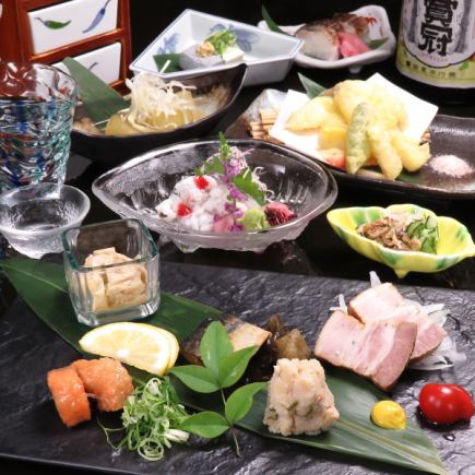 [For year-end parties and banquets] Sashimi, fried seasonal foods, mackerel sushi, etc. ♪ 8 dishes in total "Year-end party course" with 120 minutes of all-you-can-drink