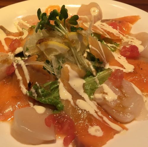 Scallop and salmon carpaccio