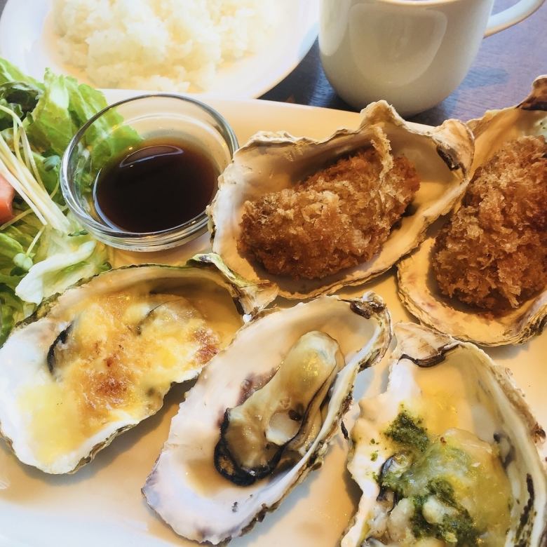 Grilled oysters with basil/miso mayonnaise