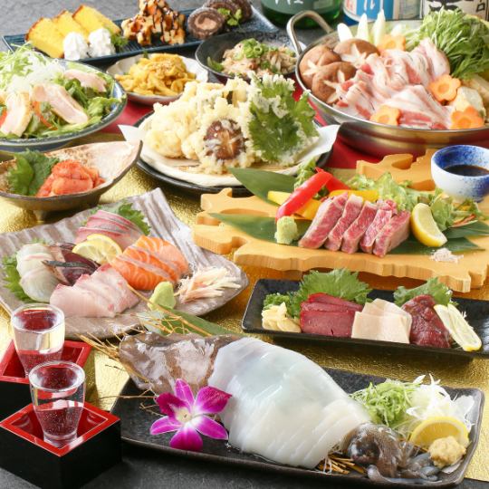 Welcome party "Kyushu mini trip course" Morning-slaughtered squid sashimi/Robatayaki x beef sirloin etc. 12 dishes total 5000 yen ◇ 2 hours all-you-can-drink included