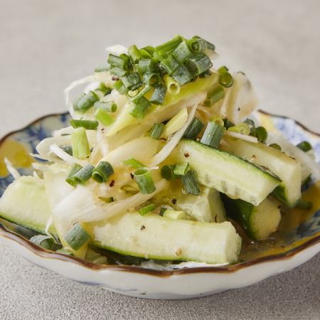 Salted seared cucumber and green onion