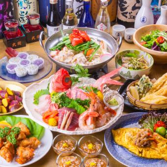 10/13～ 【3時間飲み放題】黒豚しゃぶしゃぶや天然馬刺し盛合せなど全10品『桜島コース』7,000円
