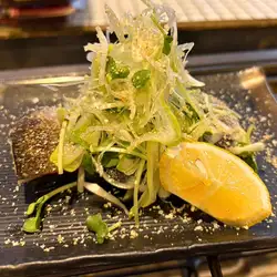 Sardines marinated in lemon and simmered long eggplant