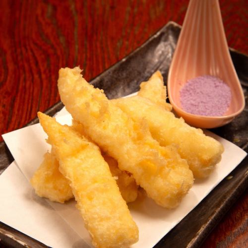 Cheese tempura purple sweet potato salt