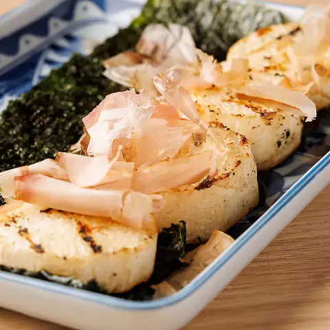 Grilled yam wrapped in seaweed