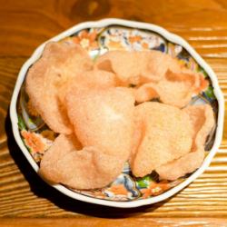 Freshly fried shrimp crackers