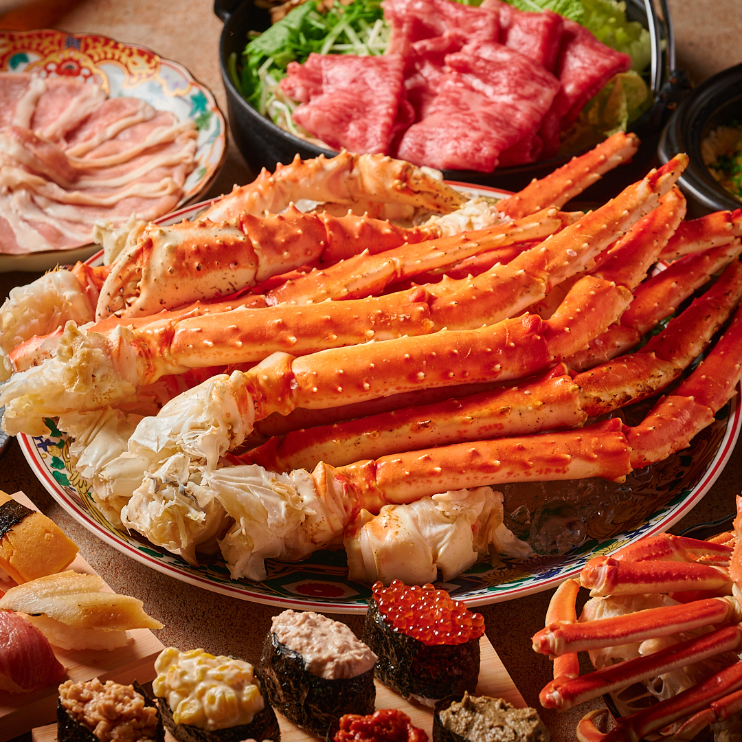 紅ズワイ蟹と寿司の食べ放題コースはなんと6980円から