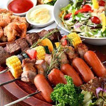3 hours all-you-can-drink [authentic Churrasco & all-you-can-eat dishes of your choice] 3,600 yen