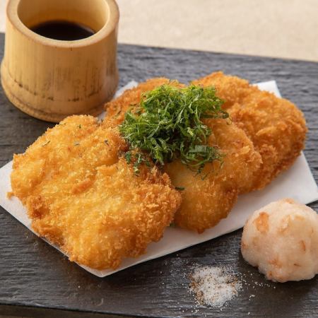 Hamo cutlet with grated plum, ponzu sauce and Japanese pepper salt