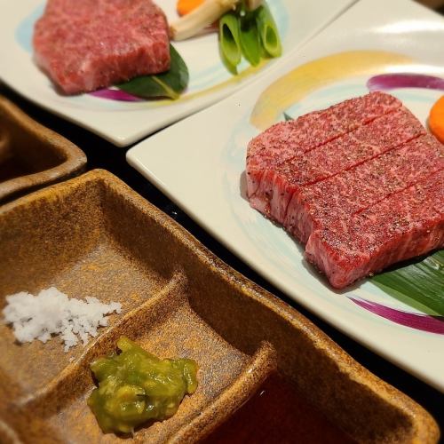 当店名物「京都産 平井牛」のステーキ