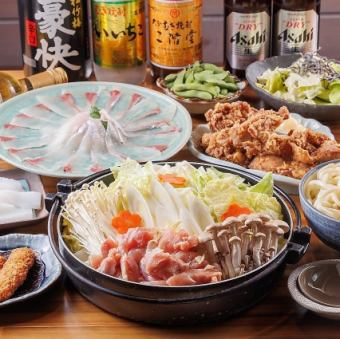 120分飲み放題付【鶏すき鍋コース】〈全8品〉5,000円 鶏すき鍋&季節のお刺身・唐揚げなど♪