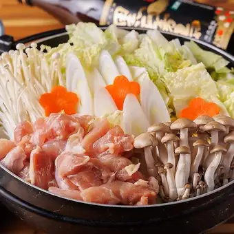 120分飲み放題付【鶏すき鍋お気軽コース】〈全6品〉4,500円　コスパ抜群◎気軽なご宴会に
