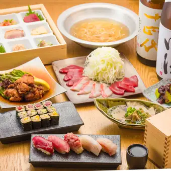 【贅沢極上】銚子産つりきんめと本鮪のだししゃぶ＋5貫握り 全8皿21品 2.5H飲放 6,800円
