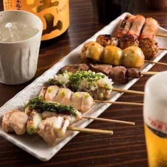 焼鳥4種やデザートなど全6品！2H飲み放題付き4400円(税込)コース♪