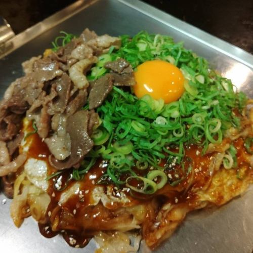 広島名物コーネとねぎたまお好み焼き