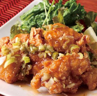 Fried chicken/Chicken nanban/Fried squid/Tori skin rice crackers/Tori skin ponzu sauce/Fried ponpochi chicken