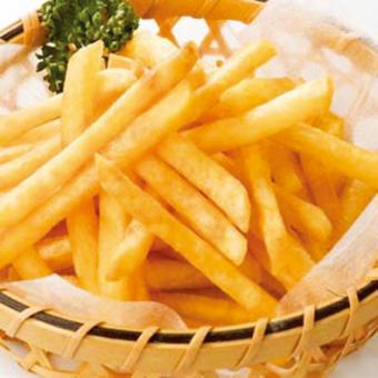 French fries/chicken skin ponzu sauce