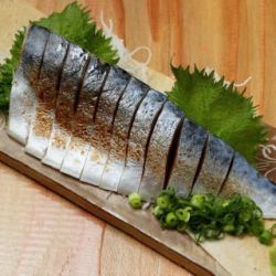 Grilled marinated mackerel sashimi