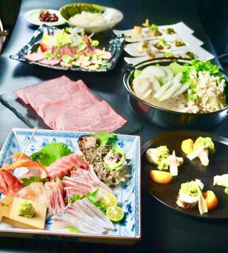 [Full volume] "Meat course" where you can taste fresh fish and Japanese black beef A5 rank 4000 yen [2 hours all-you-can-drink + 1500 yen]