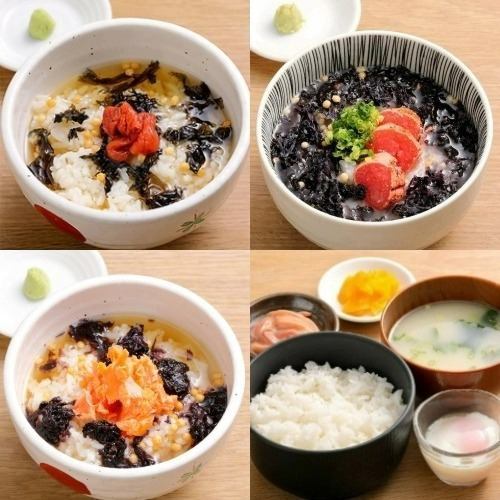 梅茶漬け／鮭茶漬け／炙りたらこ茶漬け／ごはんセット