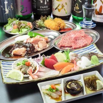 鶏焼肉の海鮮刺身付きスタンダードコース！