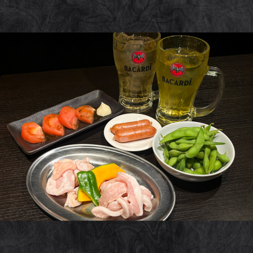 焼肉と選べるつまみのお得なちょい飲みセット！