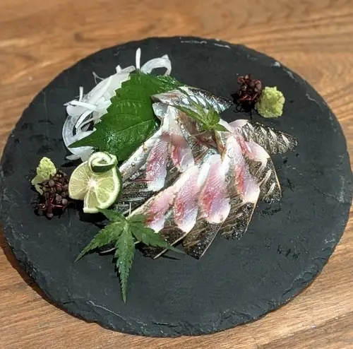 Seared Pacific saury sashimi