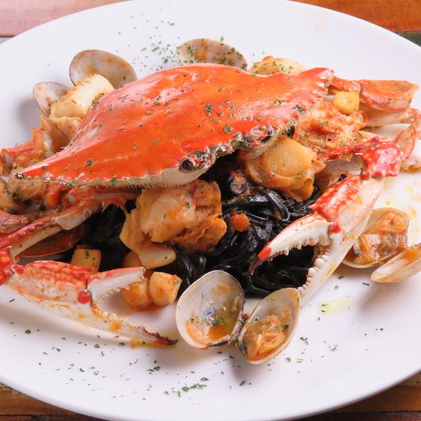 A whole crab!! A spectacular crab pescatore