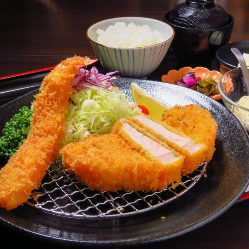 Specially Selected Nasu Sangen Pork Loin Cutlet (100g) & Large Fried Shrimp Set