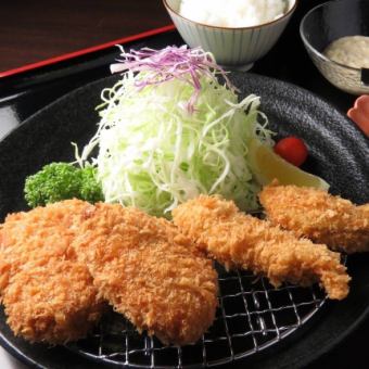 Specially selected Nasu Sangen pork fillet cutlet (100g) & fried oyster set