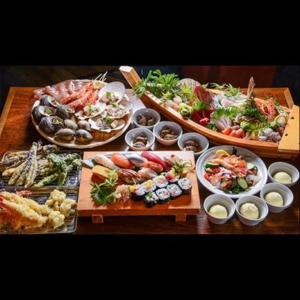 【豪華套餐】★包含150分鐘無限暢飲啤酒,180分鐘用餐時間,含稅8000日元★當地清酒另加300日元(含稅)