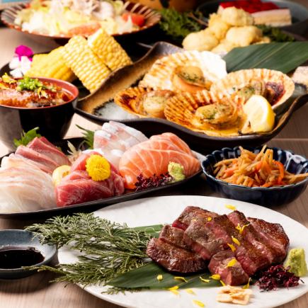 2H飲み方【宴会・女子会に◎】生ビール付き変更可能 とっとっと夏 肉×海鮮堪能コース〈全13品〉