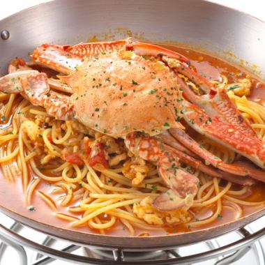 ≪Popular migratory crab pasta dinner≫ Various buffet + free drink included