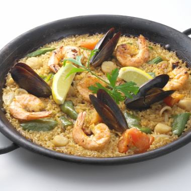 Reservations accepted for 2 or more people <Paella dinner with plenty of seafood> Various buffets + free drinks included