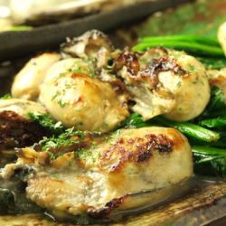 Fried oysters with butter