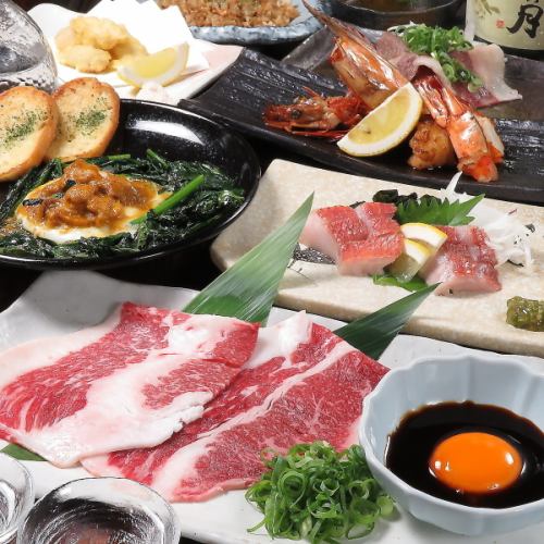 【飲み放題付】広島厳選 瀬戸内コース｜生しらす・牡蠣と穴子の天ぷら・広島県産黒毛和牛等全8品