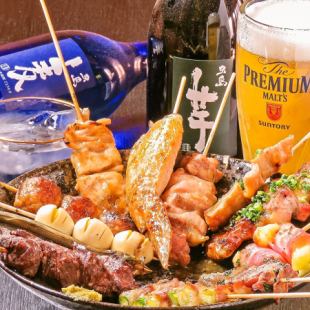 A Darumamon course [8 types of skewers] (all-you-can-drink of all types *exceptions apply) 3500 yen