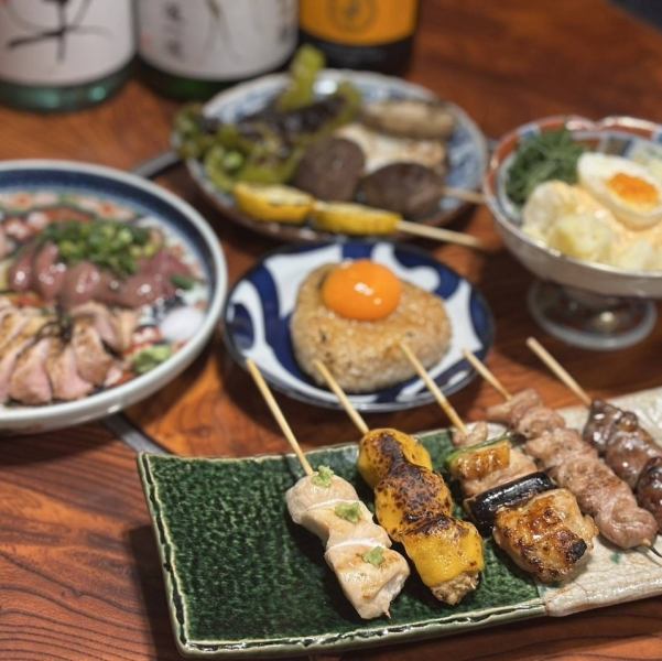 2H飲み放題付き/焼鳥田ばたのフルコース※写真はイメージです。