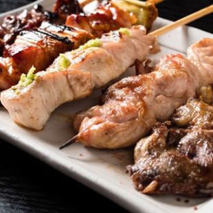 ご家族や大人数でのご宴会におすすめ 焼き鳥三昧コース 6402円(税込)