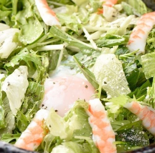 Caesar salad with shrimp and egg