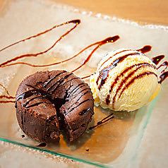 Chocolate fondant with vanilla ice cream