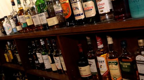 Various Scotch and Irish whiskeys